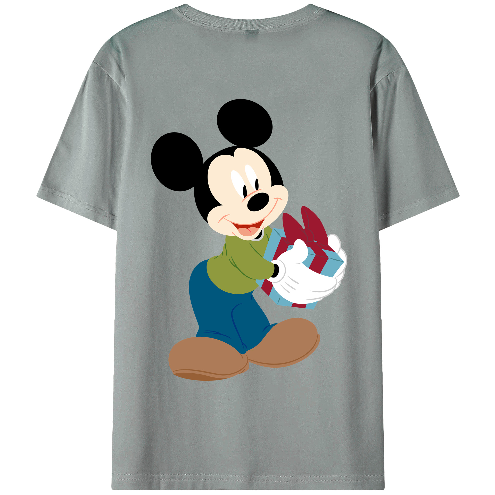ミッキーマウス Mickey Mouse 綿100％ メンズ半袖Tシャツ（バックプリント） 通気性
